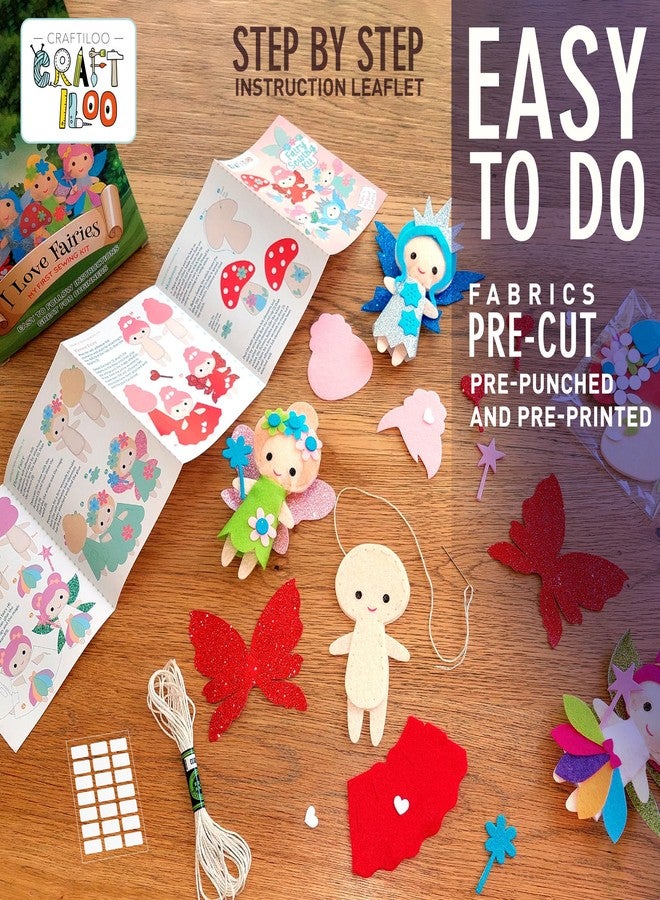 CRAFTILOO Fairy Sewing Kits for Little Girls 5 Easy Projects for Childrens Kid Crafts Make Your Own Felt Pillow Plush Craft Kit My First Sewing Kit Learn to Sew - Image 3